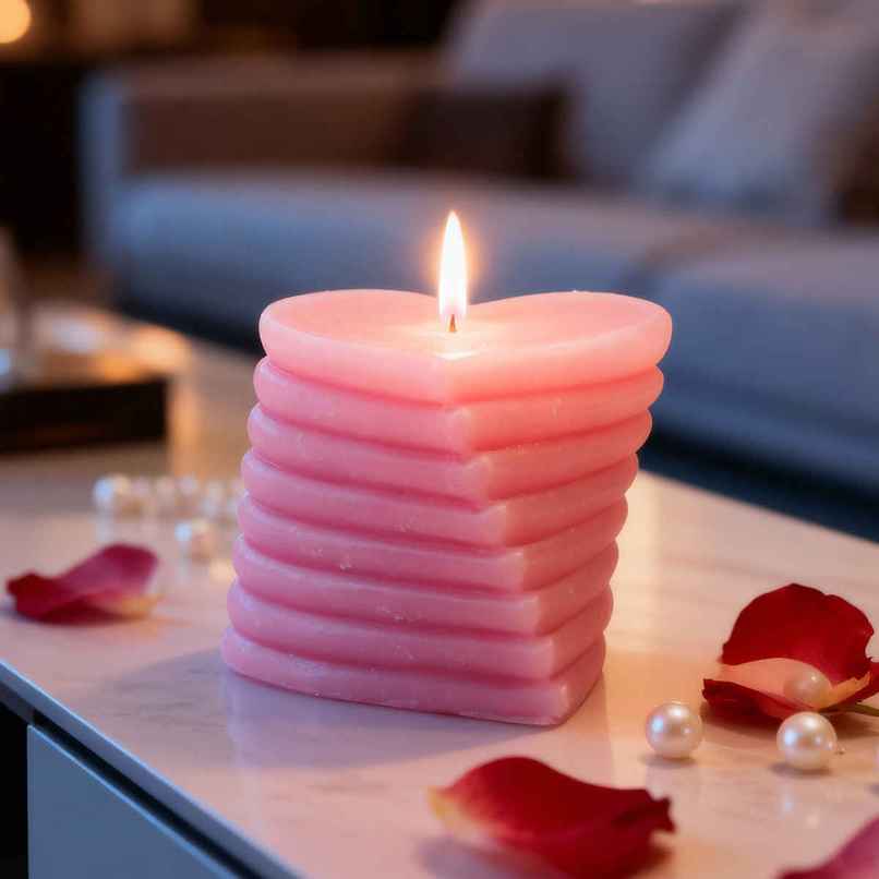 Ekam Moonlit Desire Heart Pillar Candle