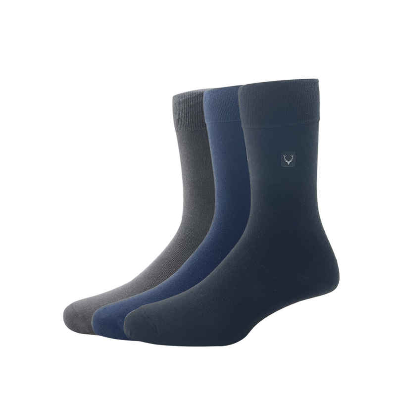Allen Solly Men's Cotton Full Length Plain Socks - Black, Dark Grey, Navy