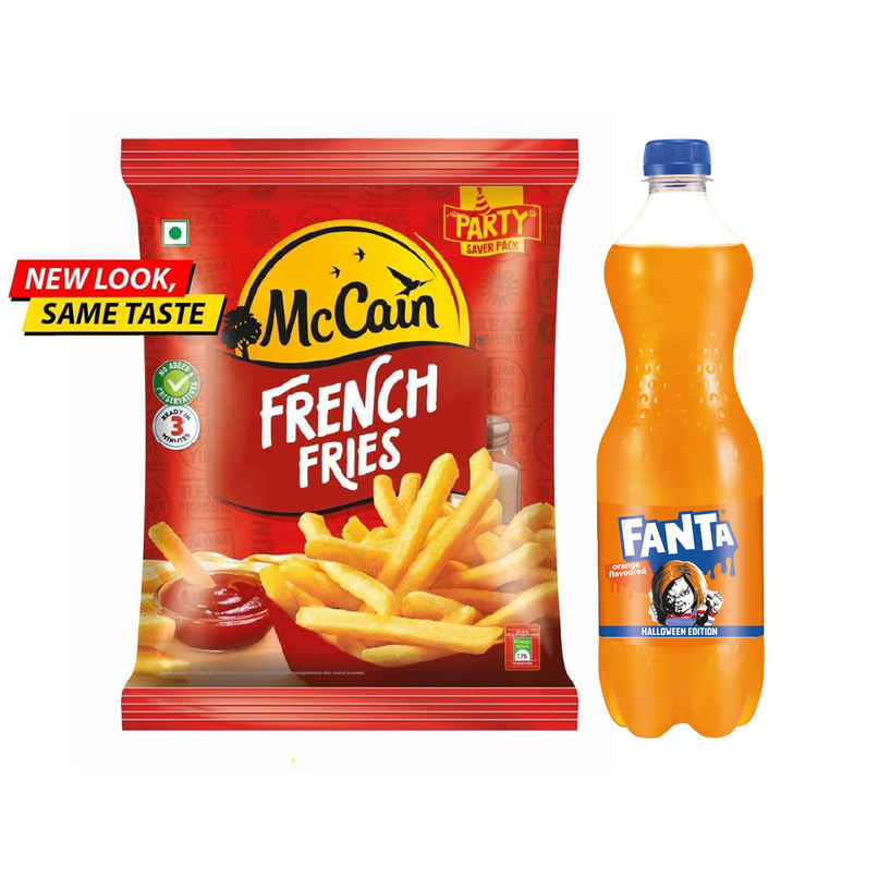 Mccain French Fries | Crispy & Ready To Cook (1kg) & Fanta Orange Flavoured Soft Drink | Carbonated Beverage (750ml) Combo