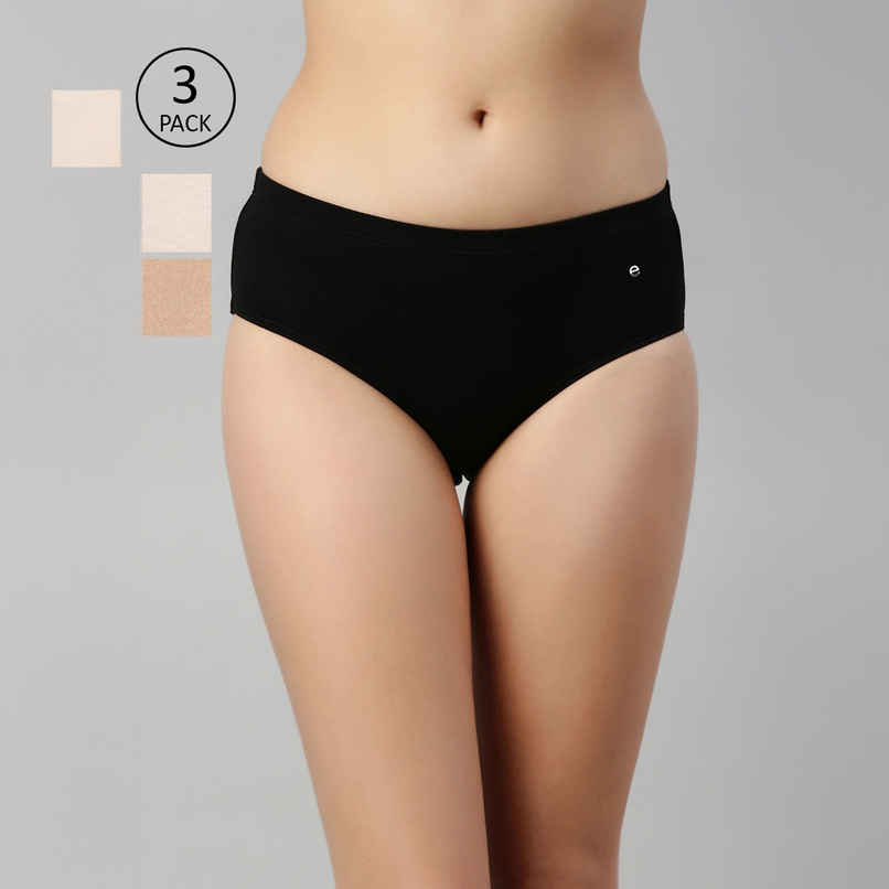 Enamor Women's CR17 Stretch Cotton Hipster Panty|Mid Waist|Antimicrobial | Assorted-M