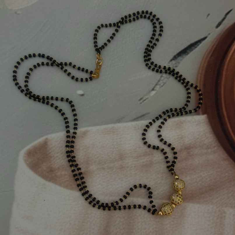 The Opal Factory Mangalsutra Double Line Golden Round Beads Pendant | Gold The Opal Factory Mangalsutra Double Line Golden Round Beads Pendant | Gold