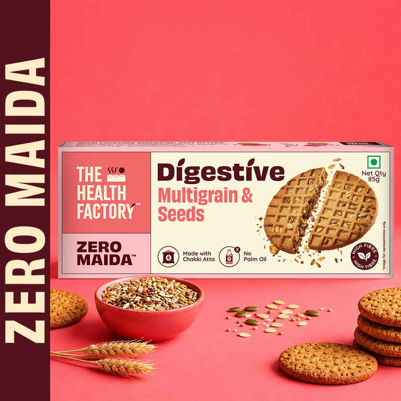 The Health Factory Super Fibre Digestive Cookie Biscuits - Multigrain & Seeds | Zero Maida The Health Factory Super Fibre Digestive Cookie Biscuits - Multigrain & Seeds | Zero Maida