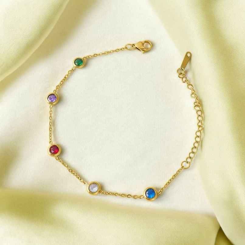 Palmonas Multi Crystal Charm Bracelet for Women | Waterproof and Anti-Tarnish