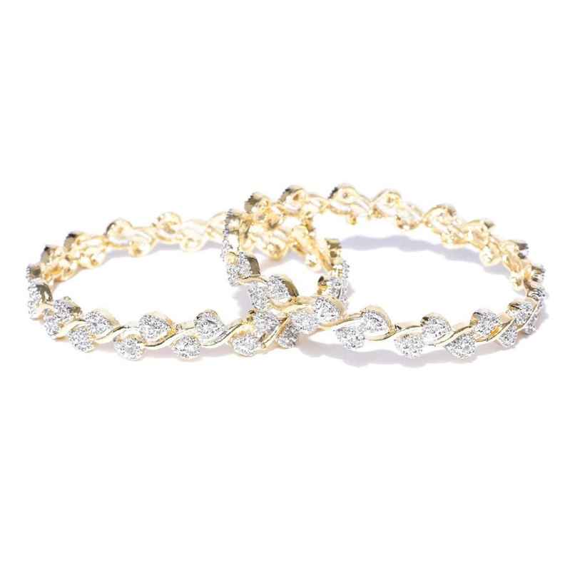 YouBella Traditional Gold Plated and American Diamond Bangle Set for Women (YBBN - 9006C - 2.4)