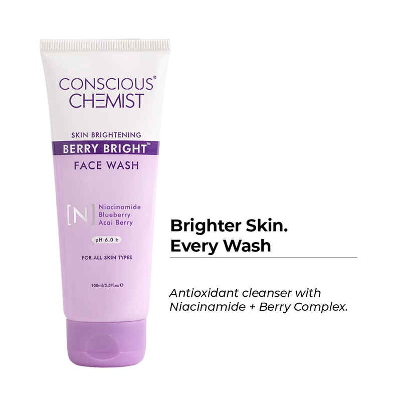 Conscious Chemist Pore Refining Brightening Face Wash With Niacinamide, Blueberry Extracts