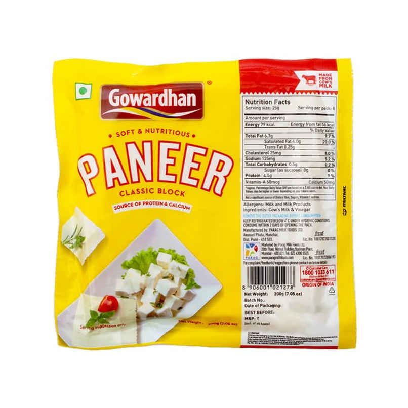 Gowardhan Fresh Paneer- Block