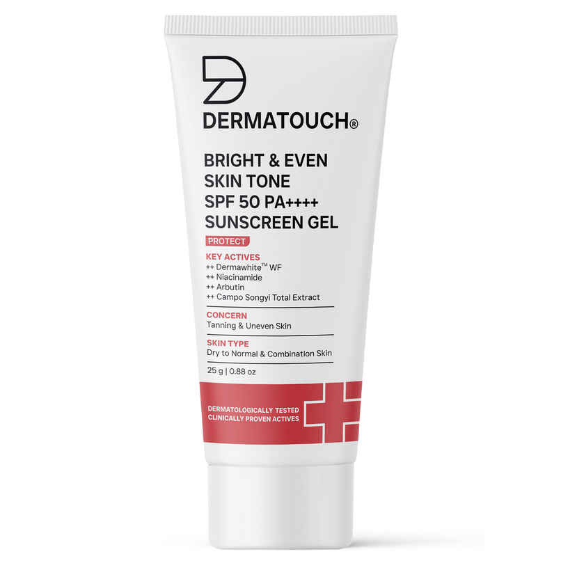 DERMATOUCH Bright & Even Skin Tone SPF 50 PA++++ Sunscreen Gel | for Tanning & Uneven Skin DERMATOUCH Bright & Even Skin Tone SPF 50 PA++++ Sunscreen Gel | for Tanning & Uneven Skin