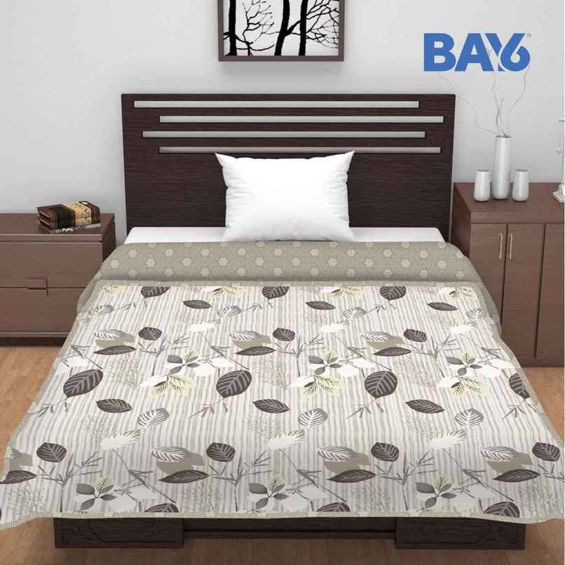 BAY6 Microfibre Leaf Print Single Bed Dohar | Beige & Brown | 150 x 220 cm BAY6 Microfibre Leaf Print Single Bed Dohar | Beige & Brown | 150 x 220 cm