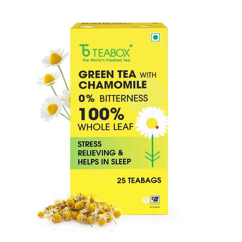 Teabox Chamomile Green Tea - Calming Sleep Tea Bags Teabox Chamomile Green Tea - Calming Sleep Tea Bags