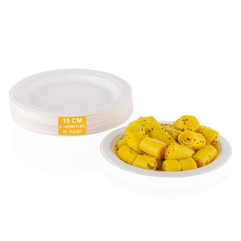 Round Disposable Flat Plate | 6 inch | Naturepac Round Disposable Flat Plate | 6 inch | Naturepac
