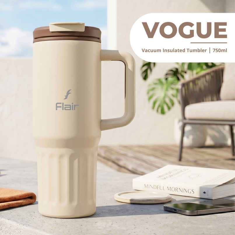 FLAIR Vogue Insulated Stainless Steel Tumbler with Lid | Beige - 750 ml FLAIR Vogue Insulated Stainless Steel Tumbler with Lid | Beige - 750 ml