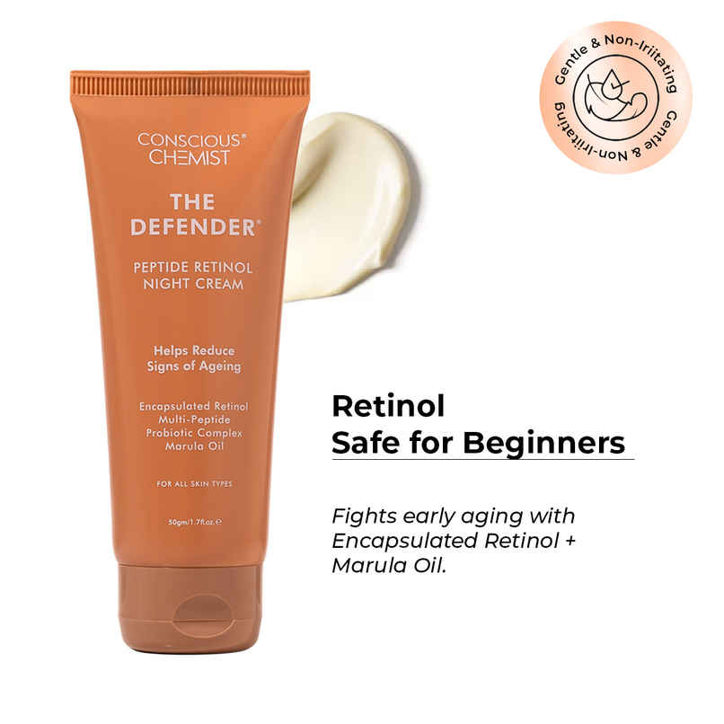 Conscious Chemist Multi Peptide Retinol Anti Aging Lightweight Night Cream Reduces Wrinkles