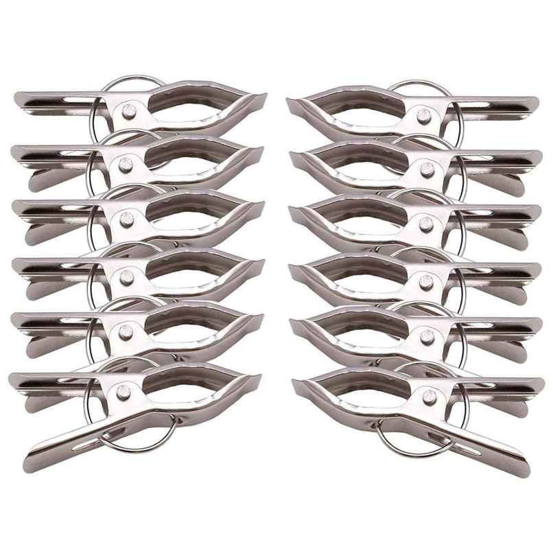 Kuber Industries Heavy Duty & Stainless Steel Hanging Cloth Drying Clips | Silver | Pack of 12 Kuber Industries Heavy Duty & Stainless Steel Hanging Cloth Drying Clips | Silver | Pack of 12