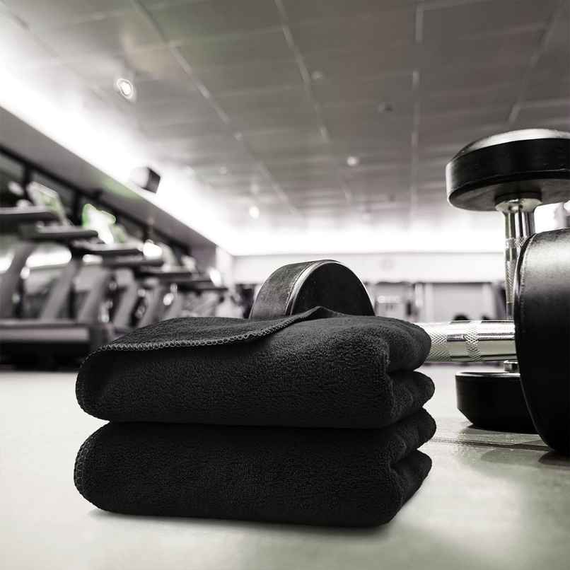 Sassoon Microfiber Gym-Sports Towel | 450 GSM | Black | Pack of 2 | 40 x 60 cm
