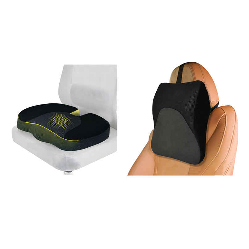 Trajectory Memory Foam Coccyx Seat Cushion For Tailbone Pain | Office Chair & Car Seat Pillow (1pc) & Trajectory Car Headrest Pillow In Memory Foam For Orthopedic | Neck Pain Pillow (1pc) Combo