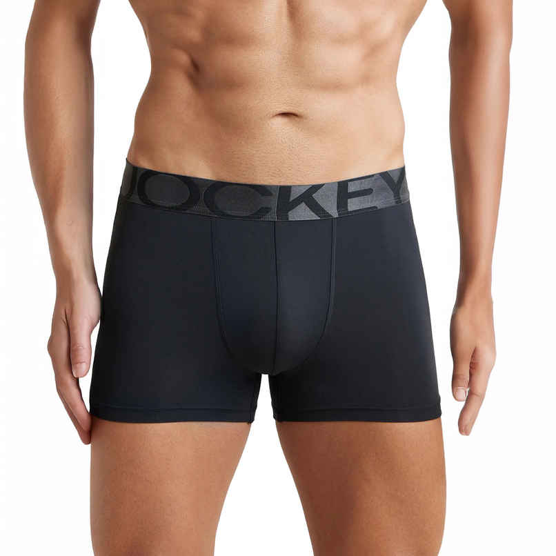 Jockey IC28 Men's Tactel Microfiber Elastane Stretch Underwear Solid Trunk | Black - XL | Black-XL
