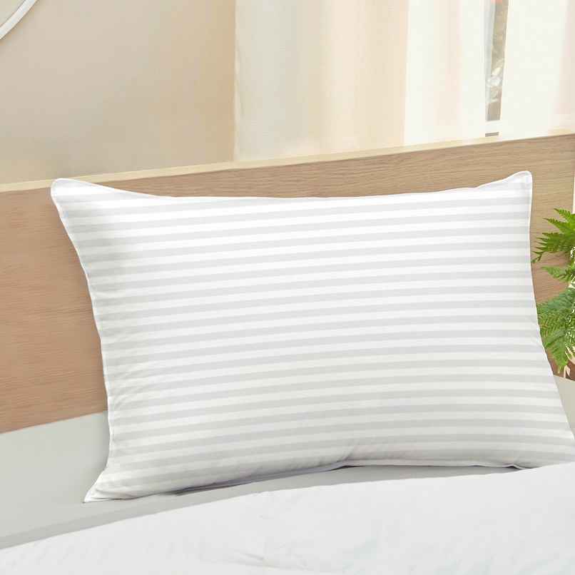 Story@Home White Satin Stripes Microfiber 1 Pillow
