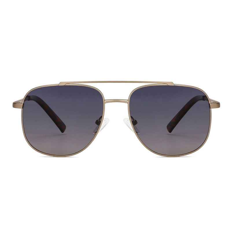Vincent Chase By Lenskart Unisex Solid Stainless Steel Sunglasses | Black and Gold - L