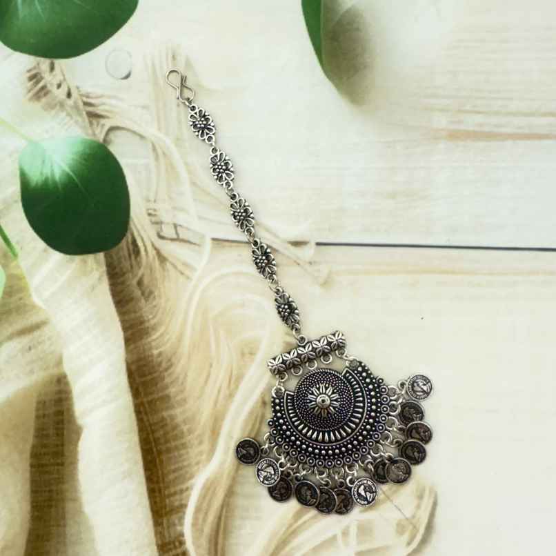 The Opal Factory | Oxidised Jewelry | Large Coin Teeka | Silver The Opal Factory | Oxidised Jewelry | Large Coin Teeka | Silver