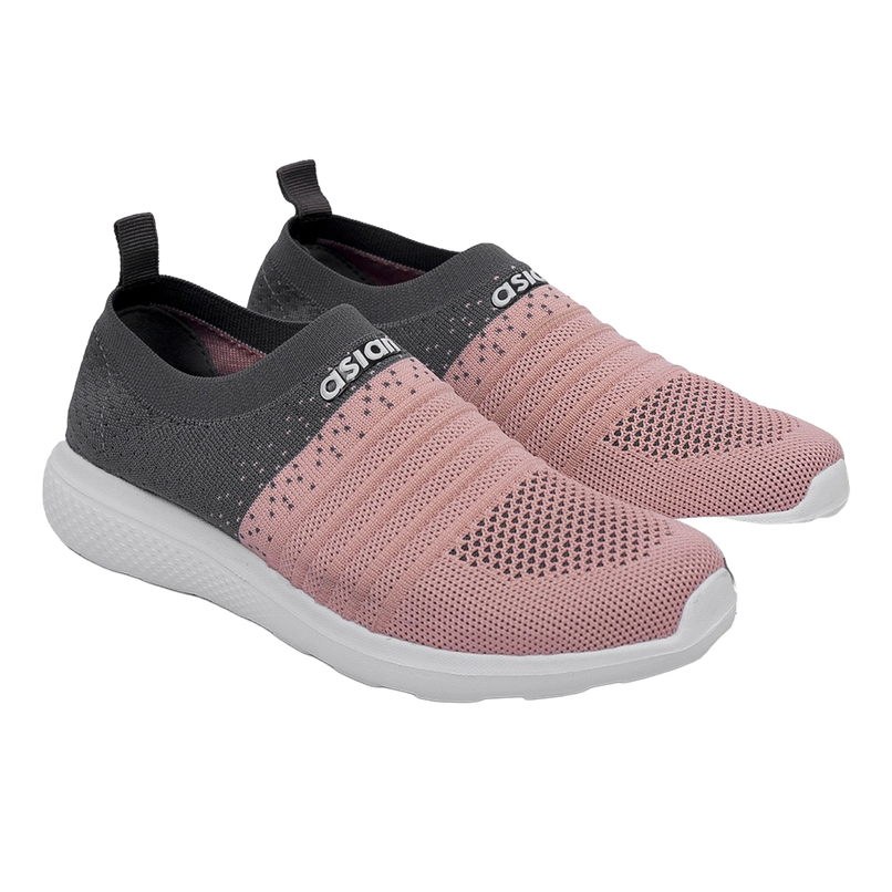 Asian Women s Elasto-02 Grey Pink Laceless Shoes | UK-8 Asian Women s Elasto-02 Grey Pink Laceless Shoes | UK-8