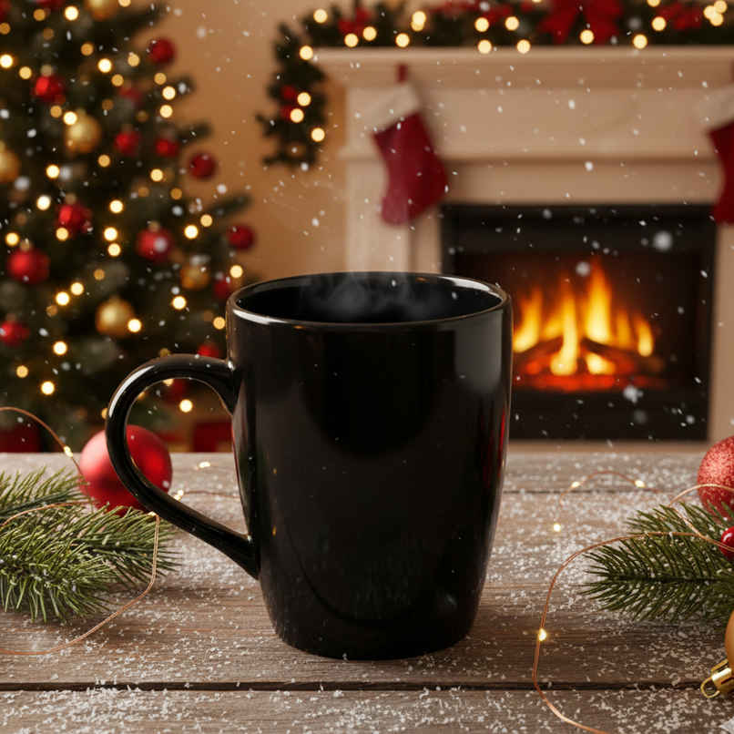 Femora Handcrafted Black Color Coffee Mug Gift Set 1 Pc 320 ml Black