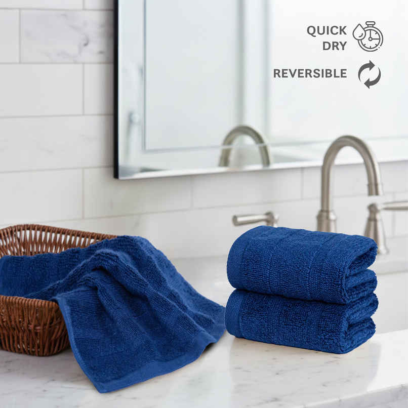 Mytrident Quick Dry Cotton Face Towel Set | 13 x 13 in | Navy Blue Mytrident Quick Dry Cotton Face Towel Set | 13 x 13 in | Navy Blue