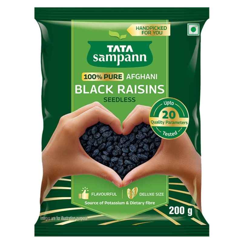 Tata Sampann Absolutely Pure | Seedless Black Raisins Tata Sampann Absolutely Pure | Seedless Black Raisins
