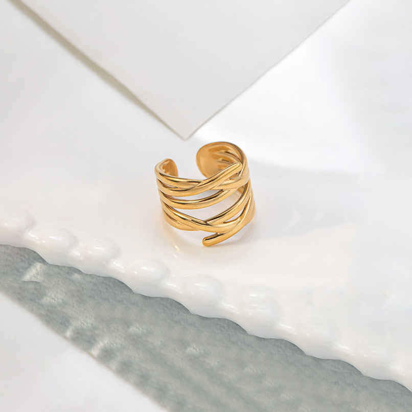 Label She Gold-Plated Stainless Steel Contemporary Adjustable Ring | LS-RNG-72200