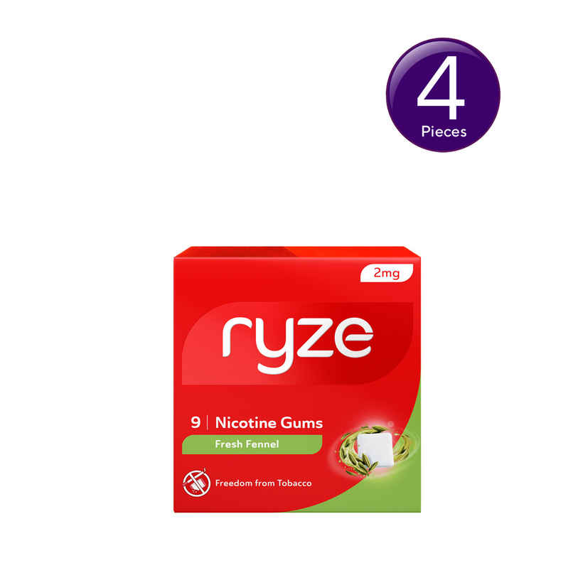 Ryze Nicotine Gums 2Mg (Fresh Fennel) Gums Single Pack - 9 Gum Blister Combo 