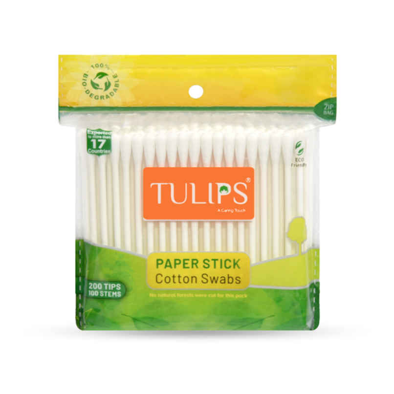 Tulips Paper Stick Cotton Buds Zipper Bag