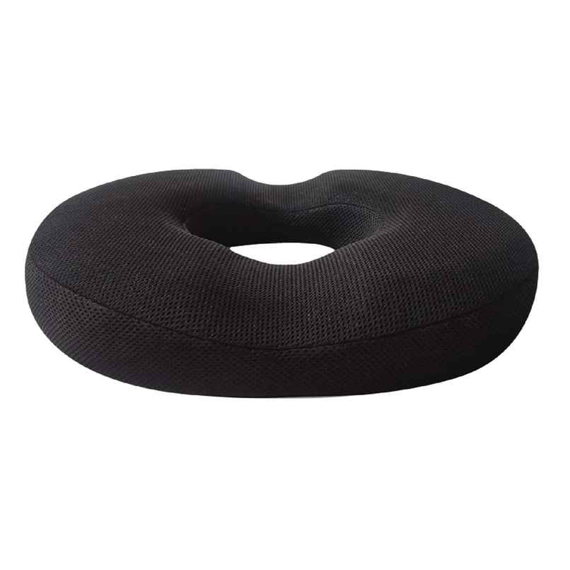 The White Willow Donut Pillow for Coccyx Pain | Firm Memory Foam | Tailbone Relief Cushion - Black