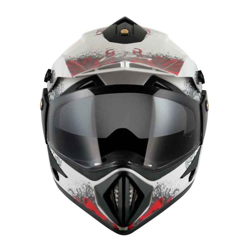 Vega Off Road D/V Gangster Lightweight Full Face Helmet- White Red - M Vega Off Road D/V Gangster Lightweight Full Face Helmet- White Red - M