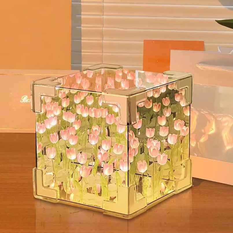Hashwow Tulip Glow Cube Lamp LED Night Light for Decor, Festivals | Battery | Assembly Required
