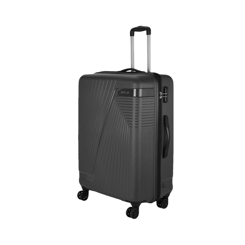 Safari Textured ABS and Polycarbonate Telescopic Trolley Bag | Black - L