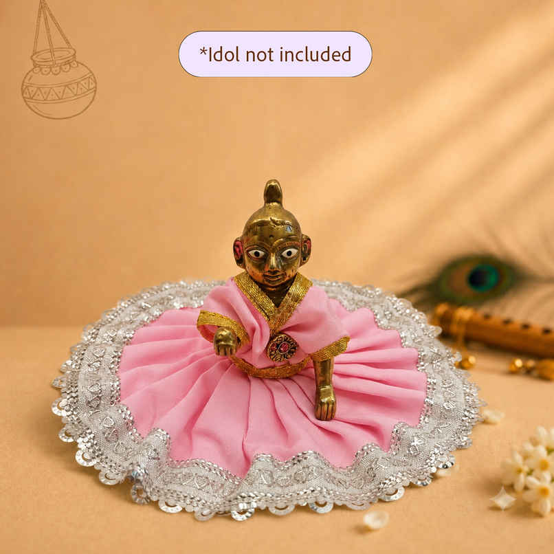 Gullak Laddu Gopal Gherdar Poshak | Solid Color | Pink | Size 4