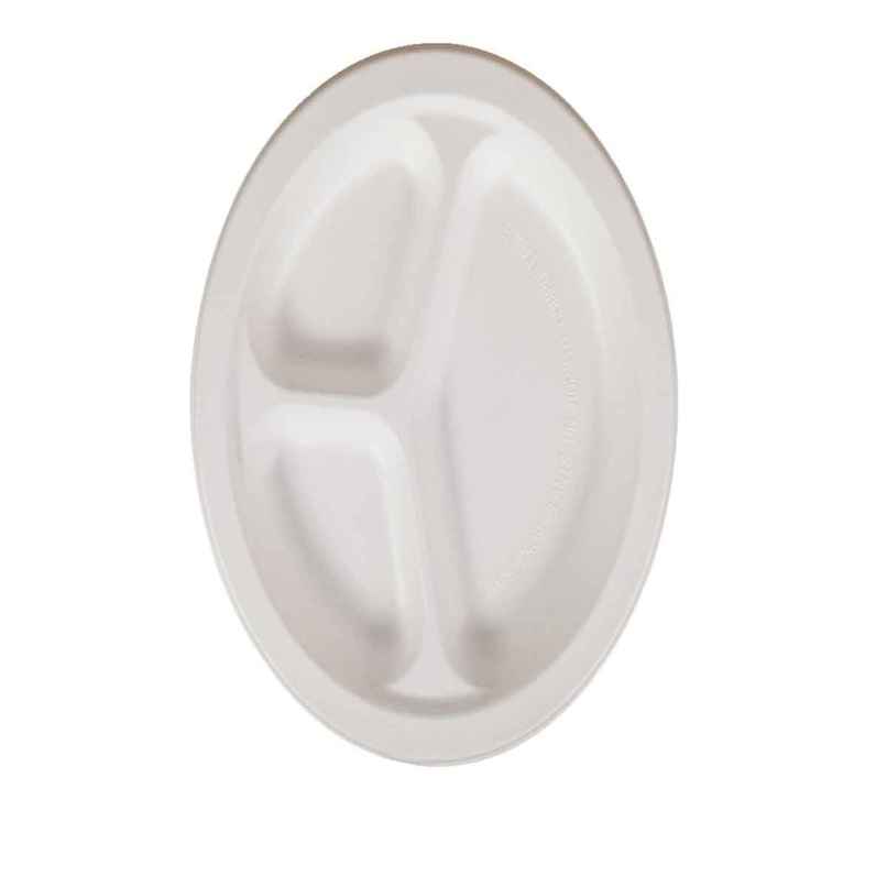 Round Plate | 3 Compartment | 10 inch | Naturepac Round Plate | 3 Compartment | 10 inch | Naturepac