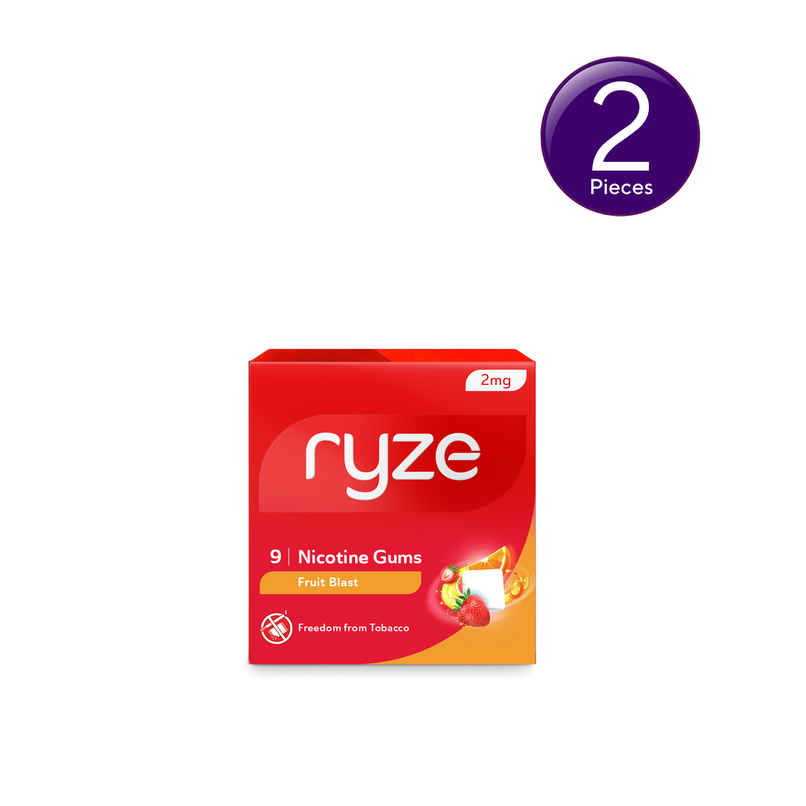 Ryze Nrt 2Mg (Fruit Blast) Nicotine Gums Single Pack - 9 Gum Blister Combo