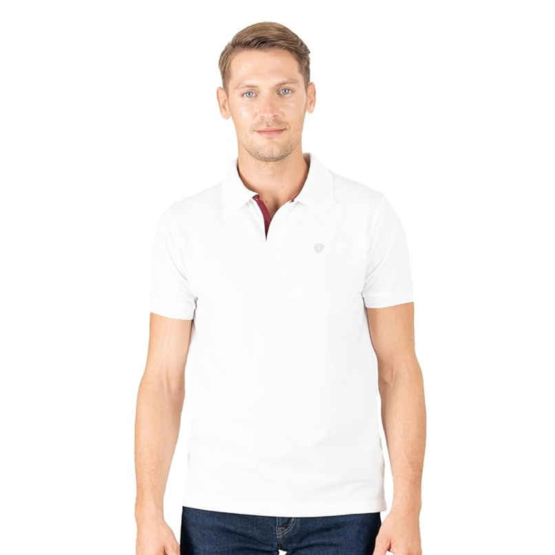 Lux Cozi Men's Solid Cotton Polo T-shirt | White - XL