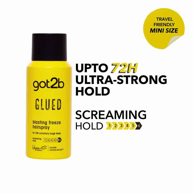 Glued Blasting Freeze Hairspray With Ultra Strong Hold & Lasts upto 72 Hrs Glued Blasting Freeze Hairspray With Ultra Strong Hold & Lasts upto 72 Hrs