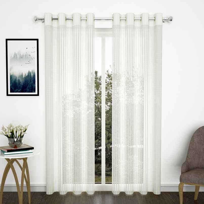 Story@Home Polyester Semi Transparent Door Curtain 7 Ft - White