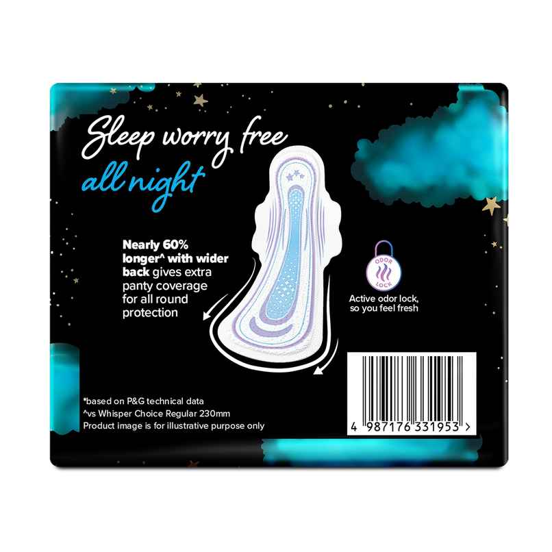 Whisper Bindazzz Nights Sanitary Pads | XXL+ | 16 pcs