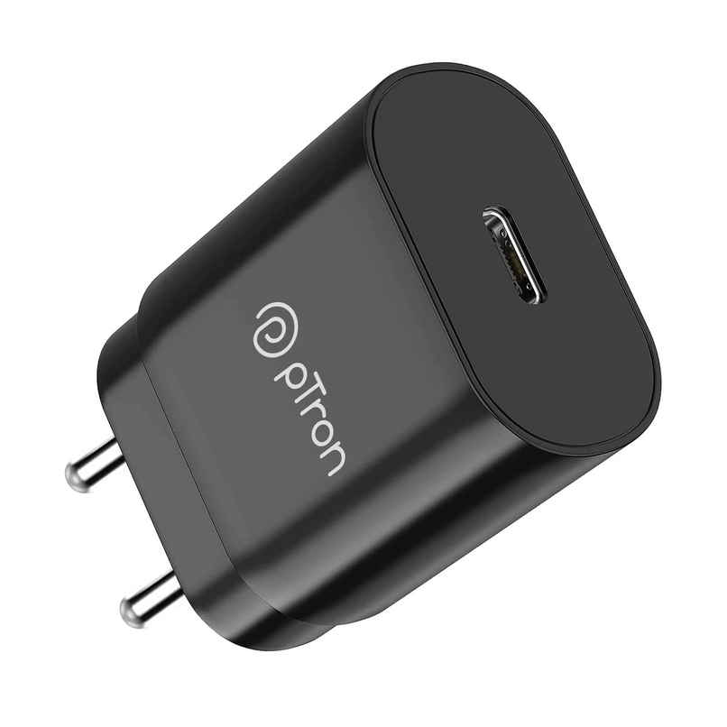 pTron Volta FC17 25W Type-C to Type-C PD Superfast Charger Compatible For Samsung Phones - Black