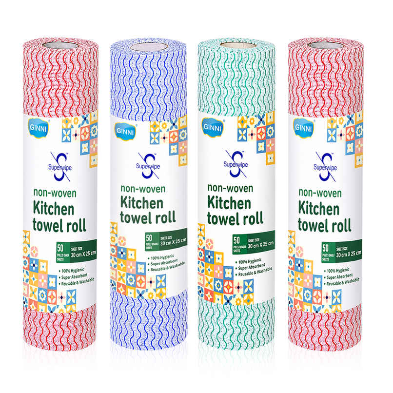 GINNI Superwipe Kitchen Towel Roll | 50 Pulls | 30 x 25 cm GINNI Superwipe Kitchen Towel Roll | 50 Pulls | 30 x 25 cm