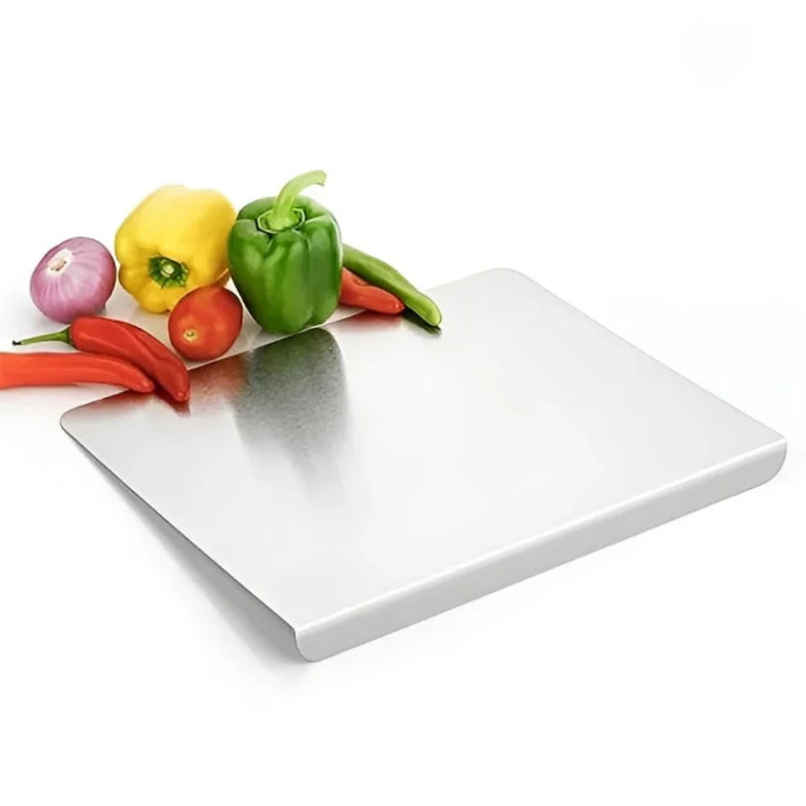 Youbee Stainless Steel Heavy Duty Chopping Board With Lip For Kitchen - For Vegetables, Fruits