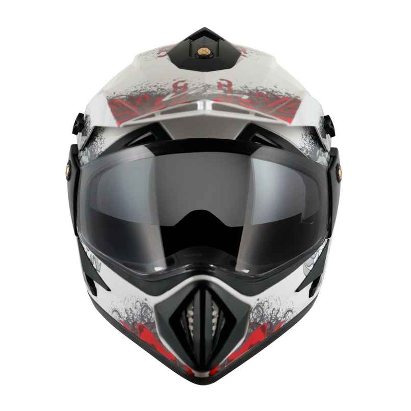 Vega Off Road D/V Gangster Lightweight Full Face Helmet- White Red - L
