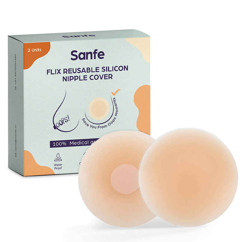 Sanfe Flix Reusable Silicone Nipple Covers | Skin Friendly Adhesive Pasties for Women