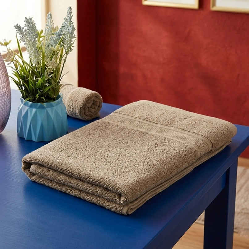Dream Living Cotton Rich Bath Towel | 400 GSM | Ultra | Absorbent | Quick Dry I 27 x 55 in Beige
