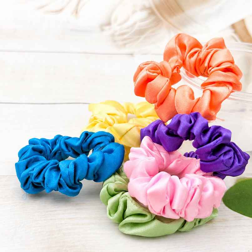 The Opal Factory Hair Accessories | Satin Scrunchies for Kids | Bright Multi | Mini The Opal Factory Hair Accessories | Satin Scrunchies for Kids | Bright Multi | Mini