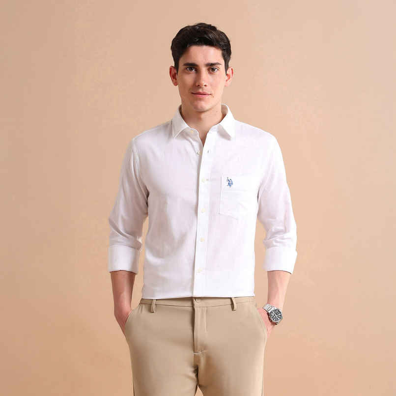 U.S. Polo Assn. Men's Cotton Dobby Shirt | White - 44