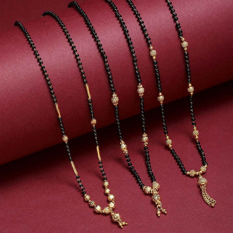 Zeneme Gold Plated Black Beaded Mangalsutras For Women